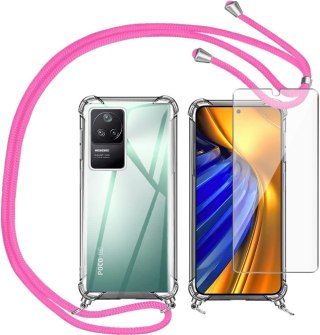 ETUI DO TELEFONU XIAOMI POCO F4 Z RÓŻOWYM PASKIEM