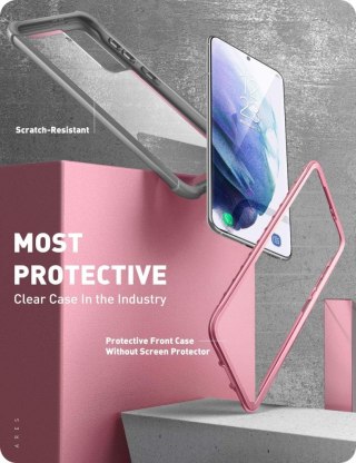 ETUI SAMSUNG GALAXY S21+ SZARO RÓŻOWA RAMKA PRZEZROCZYSTE PLECKI