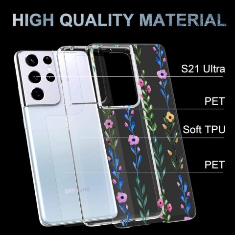 ETUI SILIKONOWE SAMSUNG GALAXY S21 ULTRA CASE W KWIATY ŁĄKĘ SM-G998