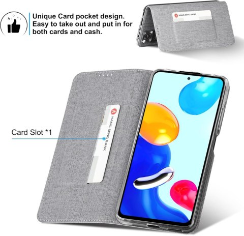 ETUI Z KLAPKĄ XIAOMI REDMI NOTE 11 PRO 4G/NOTE 11 PRO 2022 CASE SZARY