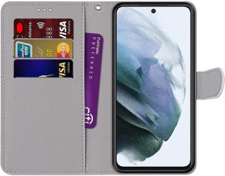 ETUI Z KLAPKA SAMSUNG GALAXY S21 FE 5G CASE Z EKOSKÓRY KOT W BUTACH