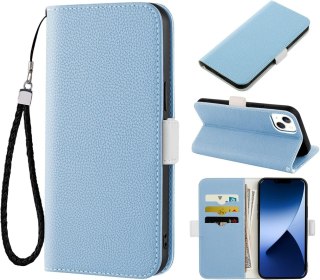 NIEBIESKIE ETUI IPHONE 14 MAX 6.7' ZAMYKANE SMYCZ