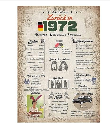 PLAKAT RETRO PAMIĄTKA ROK 1972 NIEMIECKI 20X25CM