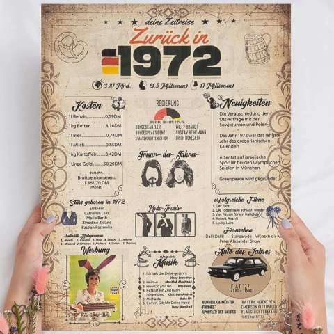 PLAKAT RETRO PAMIĄTKA ROK 1972 NIEMIECKI 20X25CM