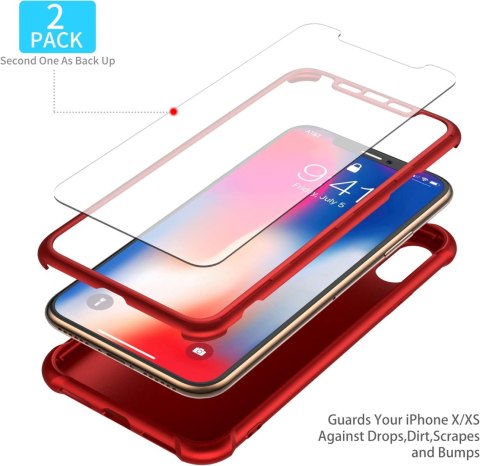 PLECKI MOCNE ETUI SZKŁO IPHONE XS MAX 6,5' CZERWONY