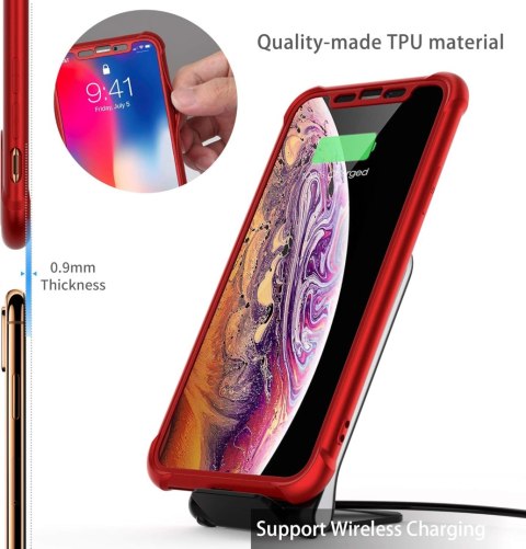 PLECKI MOCNE ETUI SZKŁO IPHONE XS MAX 6,5' CZERWONY