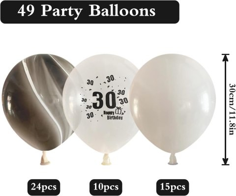 BALONY 30 URODZINY MOCNE DUŻY ZESTAW