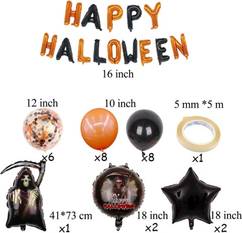 BALONY HALLOWEEN ZESTAW DEKORACJI 28 SZTUK