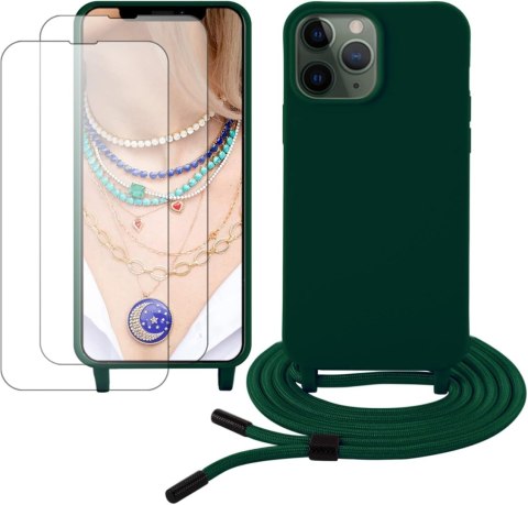 ETUI APPLE IPHONE 13 PRO 6.1" CASE SILIKONOWY ZIELONY +2x SZKŁO HARTOWANE