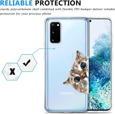 ETUI PRZEŹROCZYSTE KOT SAMSUNG GALAXY S20 FE SZKŁO EKRAN