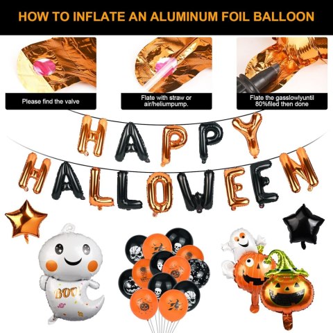 FOLIOWE BALONY HALLOWEEN DUŻY ZESTAW DEKORACJI