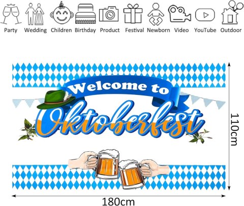 GIRLANDA DEKORACJA FESTIWAL OKTOBERFEST TŁO DUŻE 180x110 cm