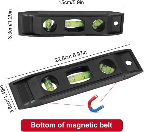 POZIOMICA MAGNETYCZNA 15CM 23CM CZARNA zestaw 2szt