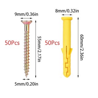 WKRĘTY UNIWERSALNE Z KOŁKAMI 8x60 50szt do ścian