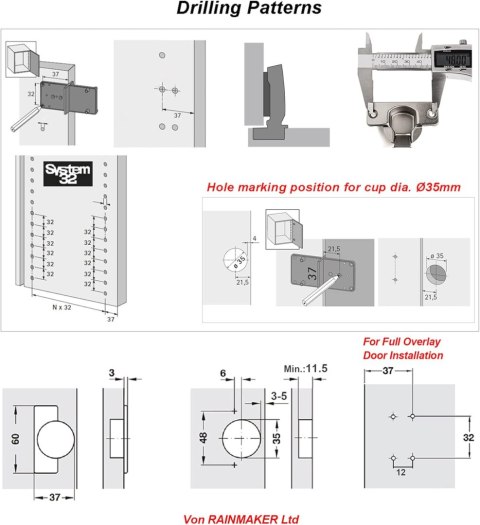 ZAWIAS MEBLOWY CLIP-ON CICHY DOMYK 110° ⌀35mm 8szt