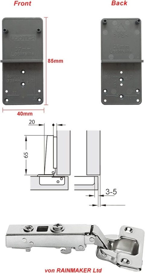 ZAWIAS MEBLOWY CLIP-ON CICHY DOMYK 110° ⌀35mm 8szt