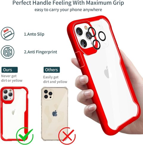 ETUI BUMPER CZERWONE IPHONE 11 PRO SZKŁO TELEFON APARAT