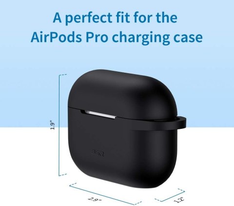 ETUI CASE AIRPODS PRO 2019 CZARNE SILIKONOWE WYTRZYMAŁE +KARABIŃCZYK