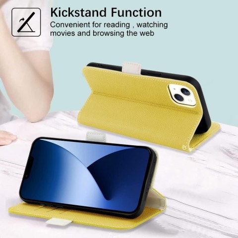 ETUI IPHONE 14 CASE Z KLAPKĄ NA MAGNES ZAMYKANY ŻÓŁTY A2882 A2649 A2881 A2884 A2883