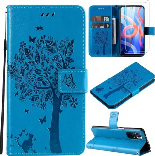 ETUI POKROWIEC DO XIAOMI REDMI NOTE 11 4G NIEBIESKIE Z KLAPKĄ 2x SZKŁO