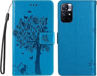 ETUI POKROWIEC DO XIAOMI REDMI NOTE 11 4G NIEBIESKIE Z KLAPKĄ 2x SZKŁO