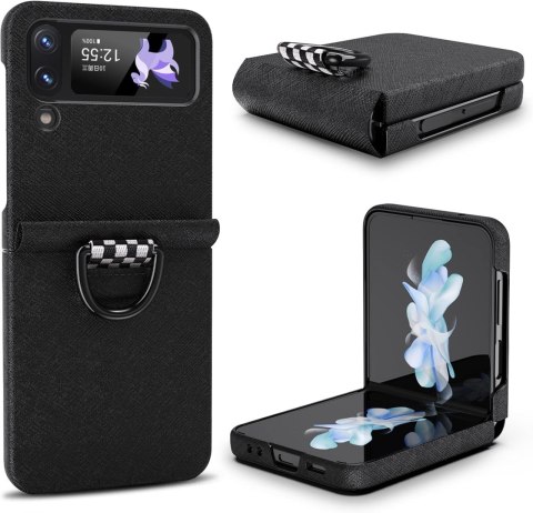 ETUI POKROWIEC DO SAMSUNG GALAXY Z FLIP 4 CZARNE SKŁADANE Z PIERŚCIENIEM ETUI POKROWIEC DO SAMSUNG GALAXY Z FLIP 4 CZARNE SKŁADANE Z PIERŚCIENIEM