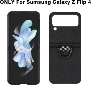 ETUI POKROWIEC DO SAMSUNG GALAXY Z FLIP 4 CZARNE SKŁADANE Z PIERŚCIENIEM