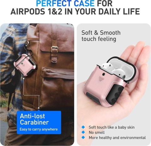 ETUI RÓŻOWE ZŁOTO AIRPODS 1/2 CARBON SILIKON