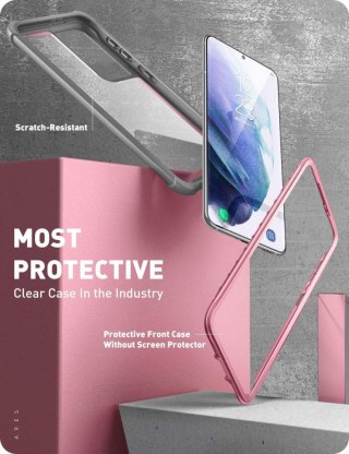 ETUI SAMSUNG GALAXY S21 ULTRA 5G SZARO RÓŻOWE PRZEZROCZYSTE PLECKI