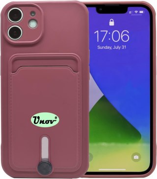 ETUI SILIKONOWE APPLE IPHONE 12 6.1" CASE BORDOWY +MIEJSCE NA KARTY