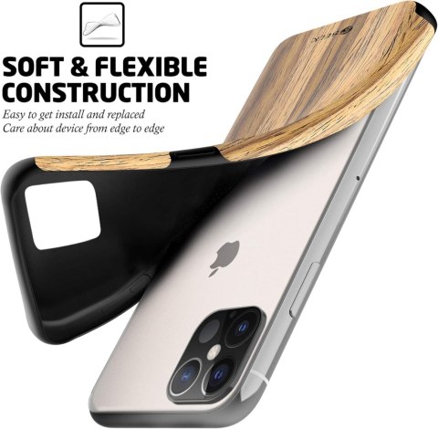 ETUI SILIKONOWE DREWNIANE DO APPLE IPHONE 12 MINI 5.4" WYSOKA JAKOŚĆ