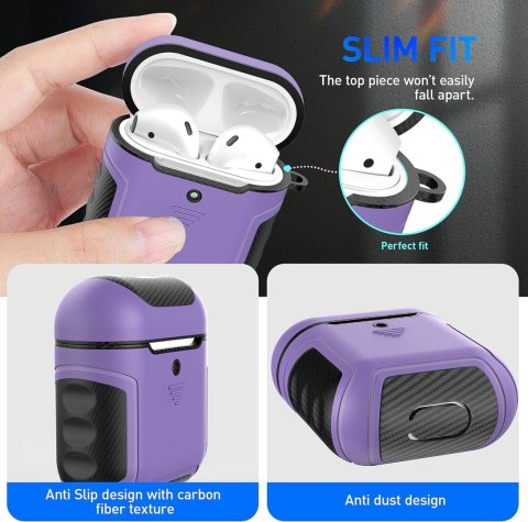 ETUI TWARDE SILIKON AIRPODS 1/2 FIOLETOWE CZARNE