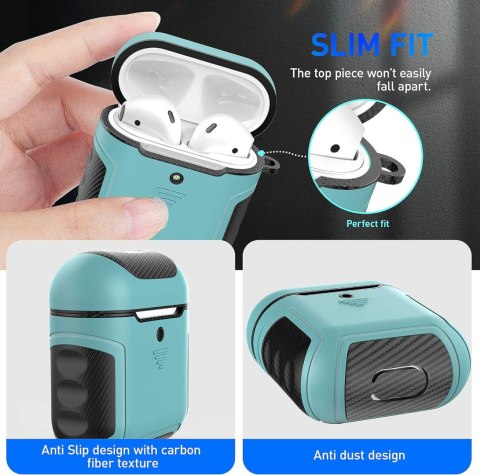 ETUI TWARDE SILIKON AIRPODS 1/2 MIĘTOWE CZARNE