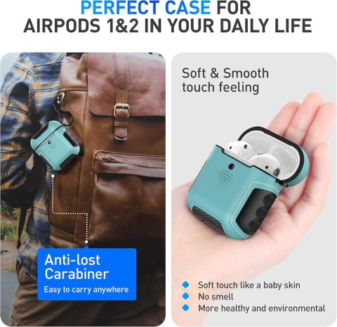 ETUI TWARDE SILIKON AIRPODS 1/2 MIĘTOWE CZARNE