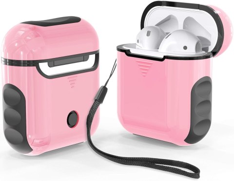 ETUI TWARDE SILIKON AIRPODS 1/2 RÓŻOWE CZARNE