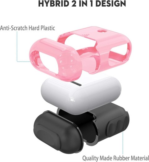 ETUI TWARDE SILIKON AIRPODS 1/2 RÓŻOWE CZARNE