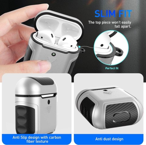 ETUI TWARDE SILIKON AIRPODS 1/2 SREBRNE CZARNE