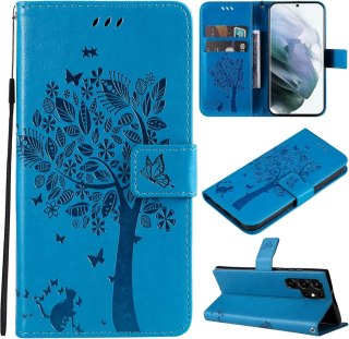 ETUI Z KLAPKĄ NIEBIESKIE SAMSUNG GALAXY S22 ULTRA+ZAWIESZKA NA RĘKĘ SM-S908