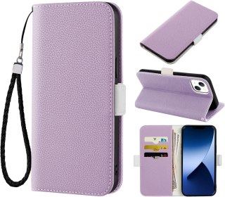 FIOLETOWE ETUI CASE ZAMYKANY IPHONE 14 Z KLAPKĄ