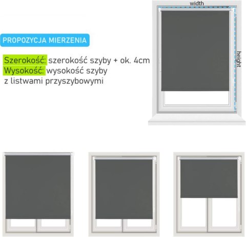 ROLETA ZACIEMNIAJĄCA 95x130 NAPINACZ SZARA ZACZEPY