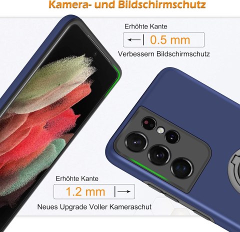 ZESTAW ETUI +FOLIA OCHRONNA SAMSUNG GALAXY S21 ULTRA CASE GRANATOWY SM-G998