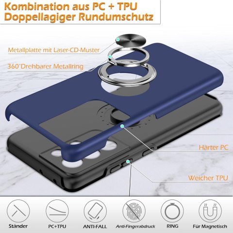 ZESTAW ETUI +FOLIA OCHRONNA SAMSUNG GALAXY S21 ULTRA CASE GRANATOWY SM-G998