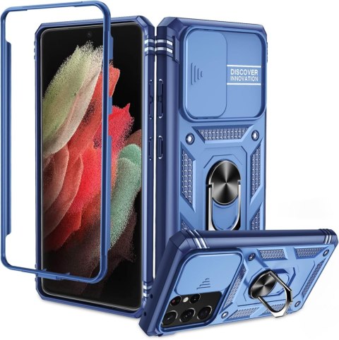 ETUI BUMPER SAMSUNG GALAXY S21 ULTRA CASE GRANATOWY Z PODSTAWKĄ SM-G998