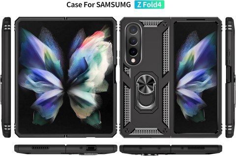 ETUI CZARNE SAMSUNG GALAXY Z FOLD 4 2022 CASE SILIKONOWY Z PODSTAWKĄ