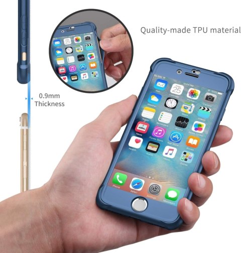 ETUI GRANATOWE IPHONE 7/8 4.7' 2xSZKŁO HARTOWANE