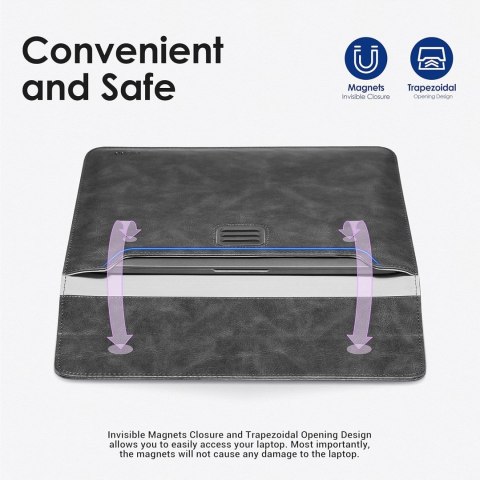 ETUI POKROWIEC SZARY NA APPLE MACBOOK PRO 13"/MACBOOK AIR 13" Z EKOSKÓRY