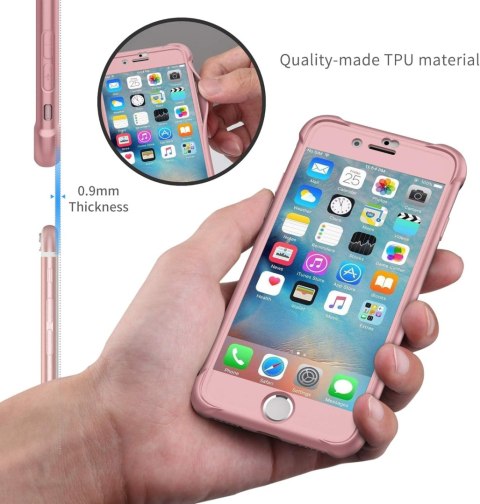 ETUI RÓŻOWE IPHONE 7/8 4.7' 2xSZKŁO HARTOWANE