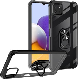 ETUI TRANSPARENTNE SAMSUNG GALAXY A22 5G CZARNA RAMKA +2x SZKŁO HARTOWANE