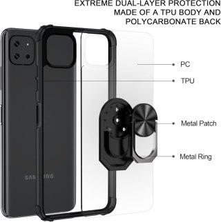 ETUI TRANSPARENTNE SAMSUNG GALAXY A22 5G CZARNA RAMKA +2x SZKŁO HARTOWANE