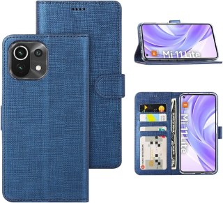 ETUI Z KLAPKĄ XIAOMI MI LITE 4G/5G 6.55" NIEBIESKIE TEKSTURA MATERIAŁU